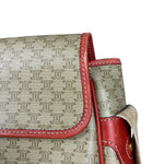 Celine Vintage Macadam Print Red Lined Flap Messenger Bag