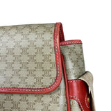 Celine Vintage Macadam Print Red Lined Flap Messenger Bag