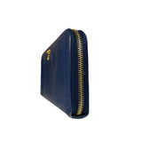 Prada Long Zip Leather Wallet Blue