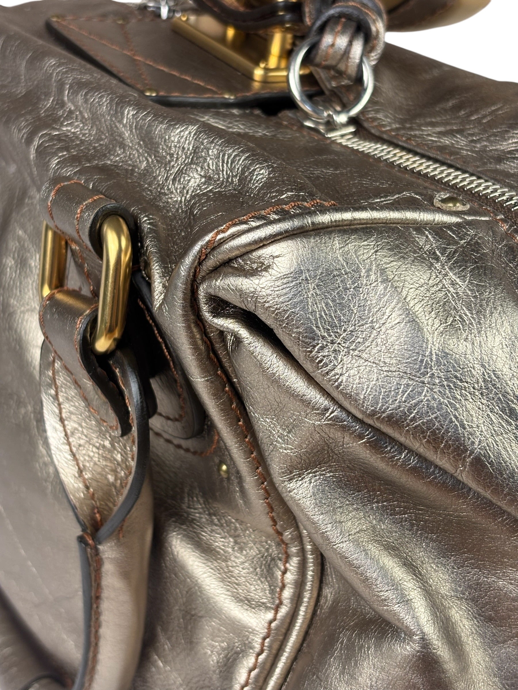 Chloe Metallic Gold Leather Paddington Handbag