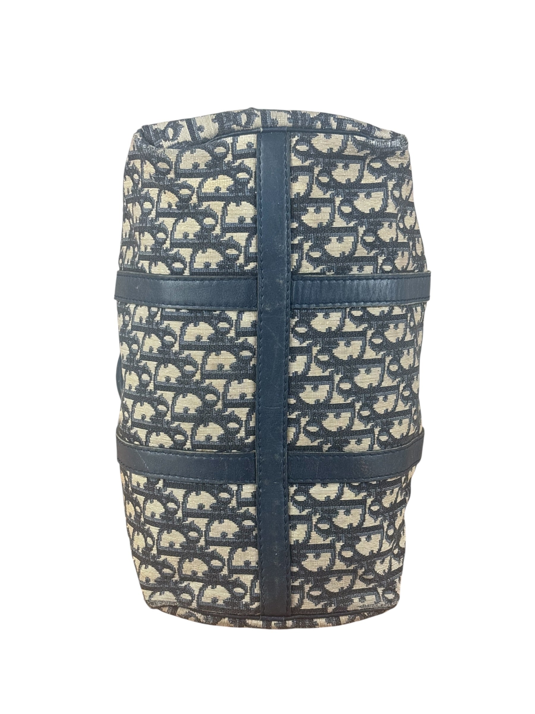 Christian Dior Vintage Navy Blue Trotter Oblique Bowling Boston Hand Bag