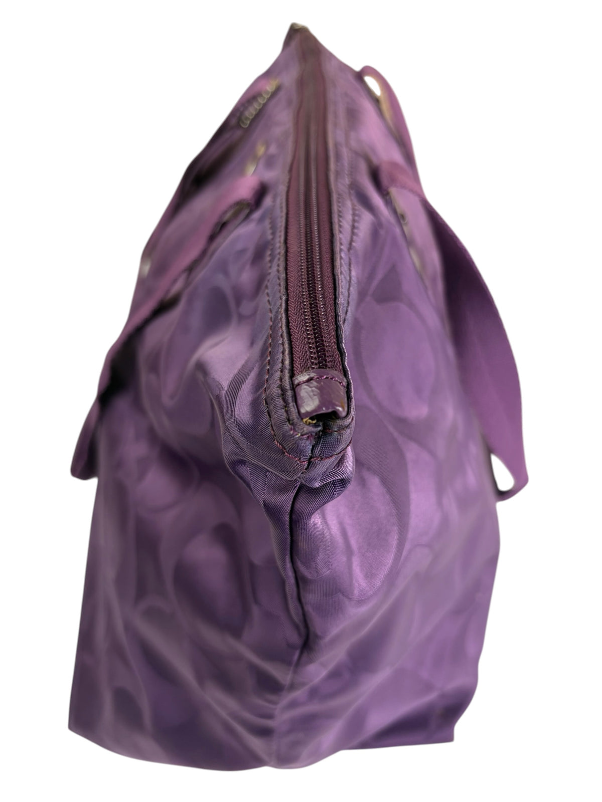 Coach Purple Nylon/Leather Trim Gateway Packable Weekender Tote