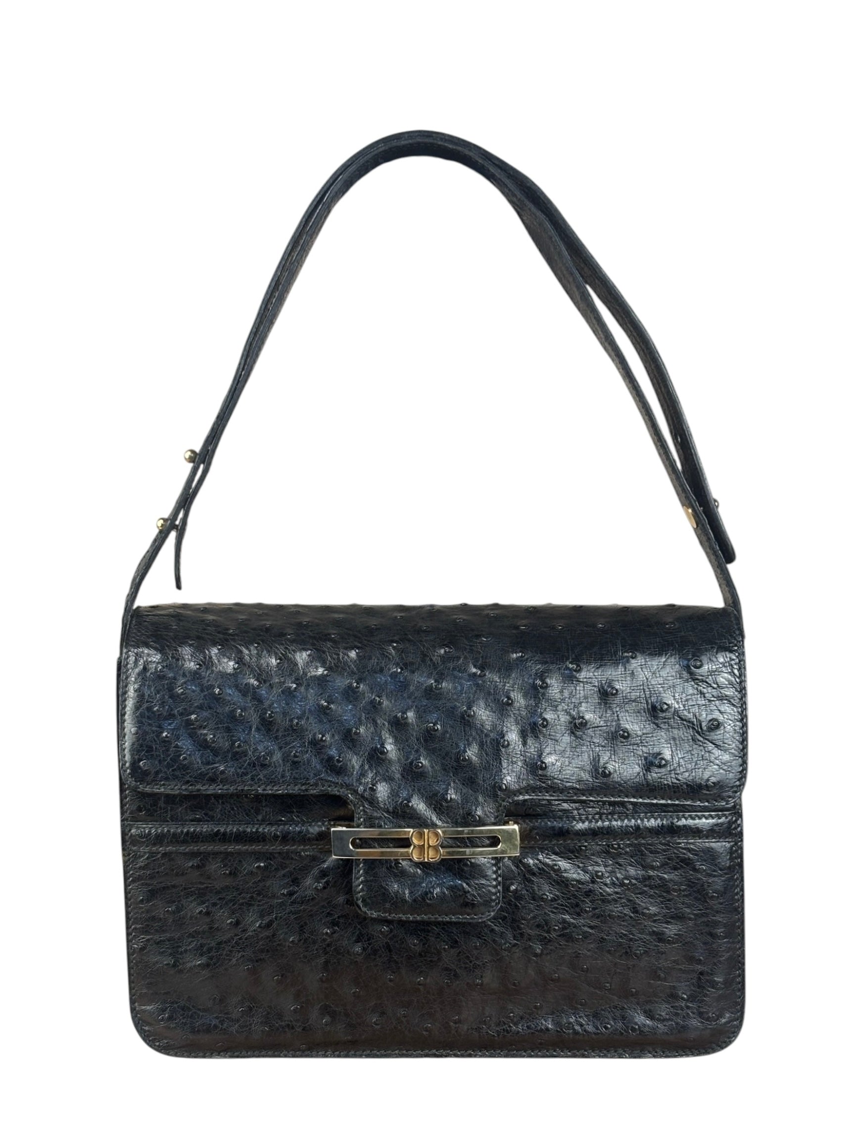 Balenciaga Vintage Black Leather Shoulder Bag
