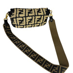 Fendi Black Raffia Zucca Shoulder Baguette