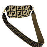 Fendi Black Raffia Zucca Shoulder Baguette