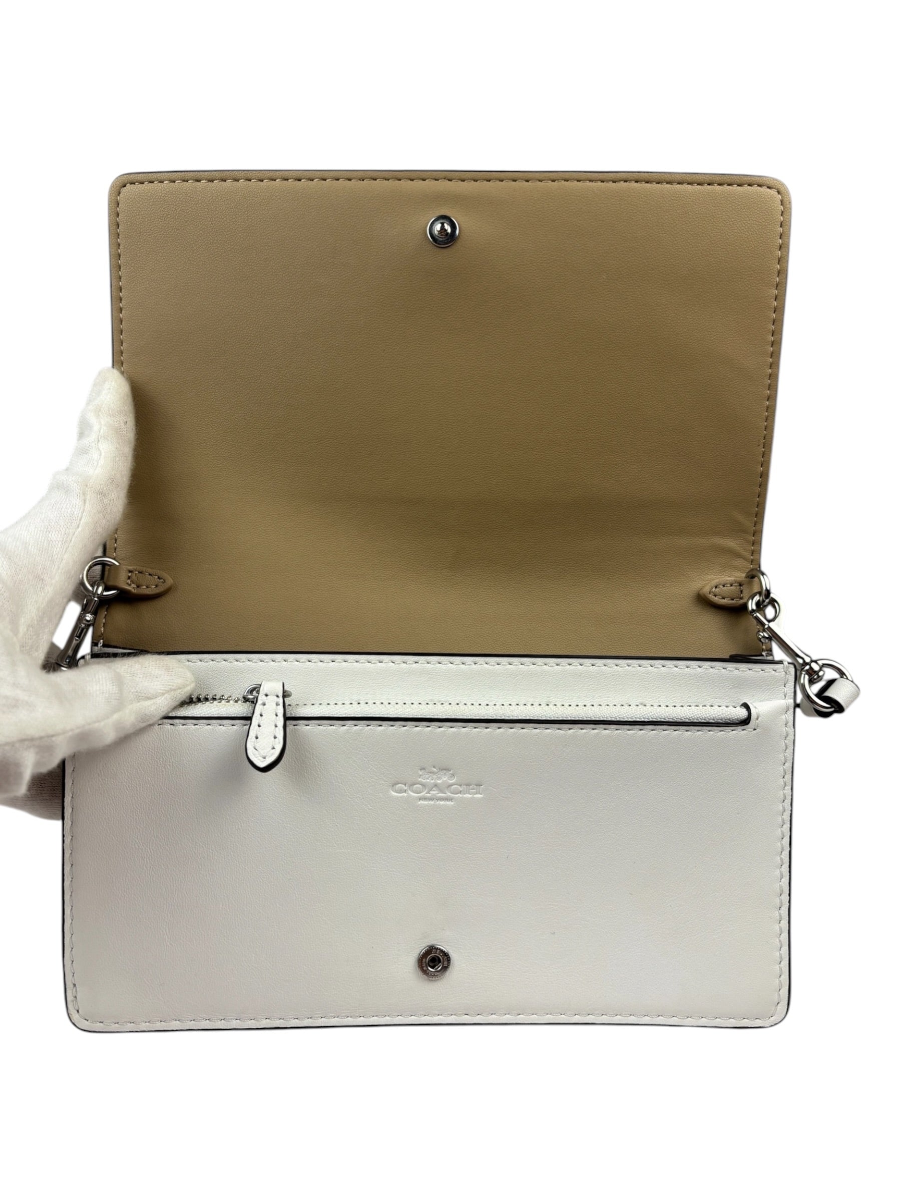 Coach Signature Canvas Anna Foldover Clutch White