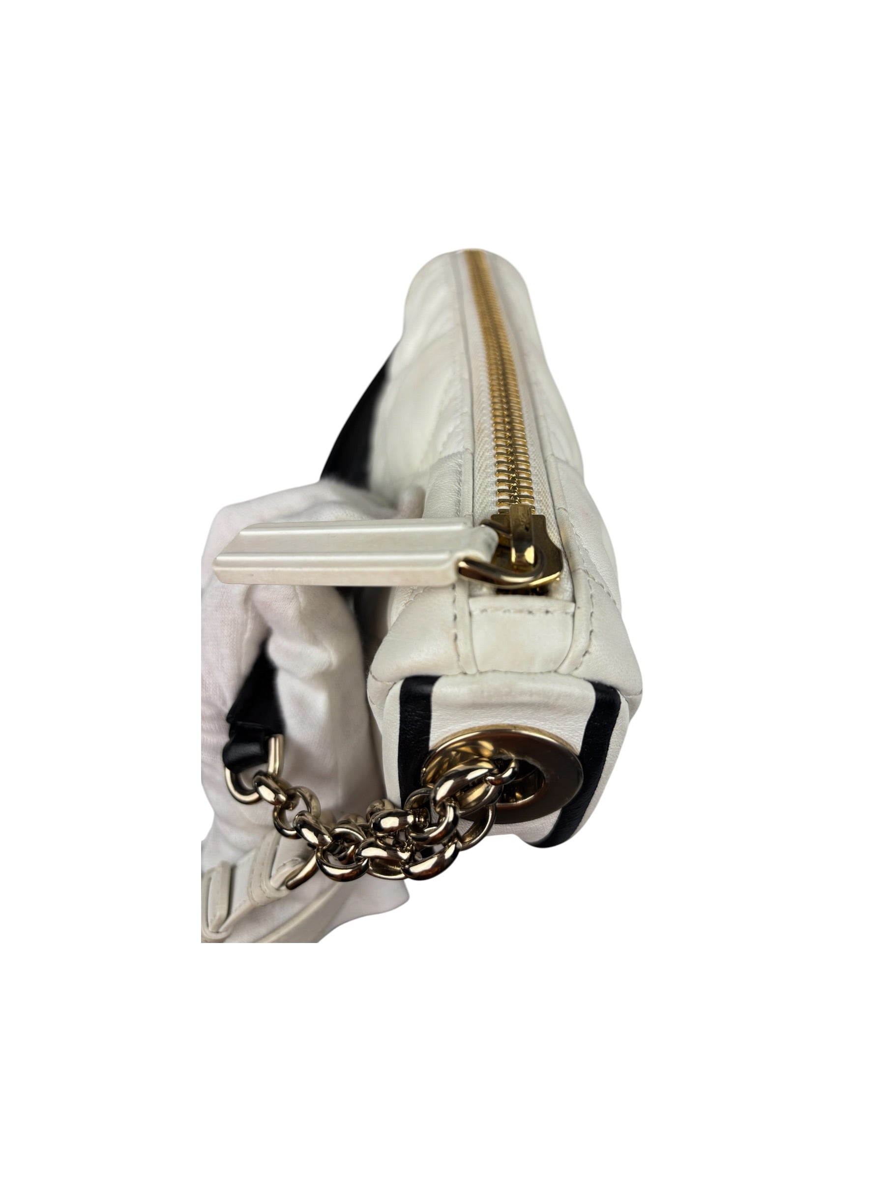 Christian Dior White Leather Micro Vibe Two-Way Bag