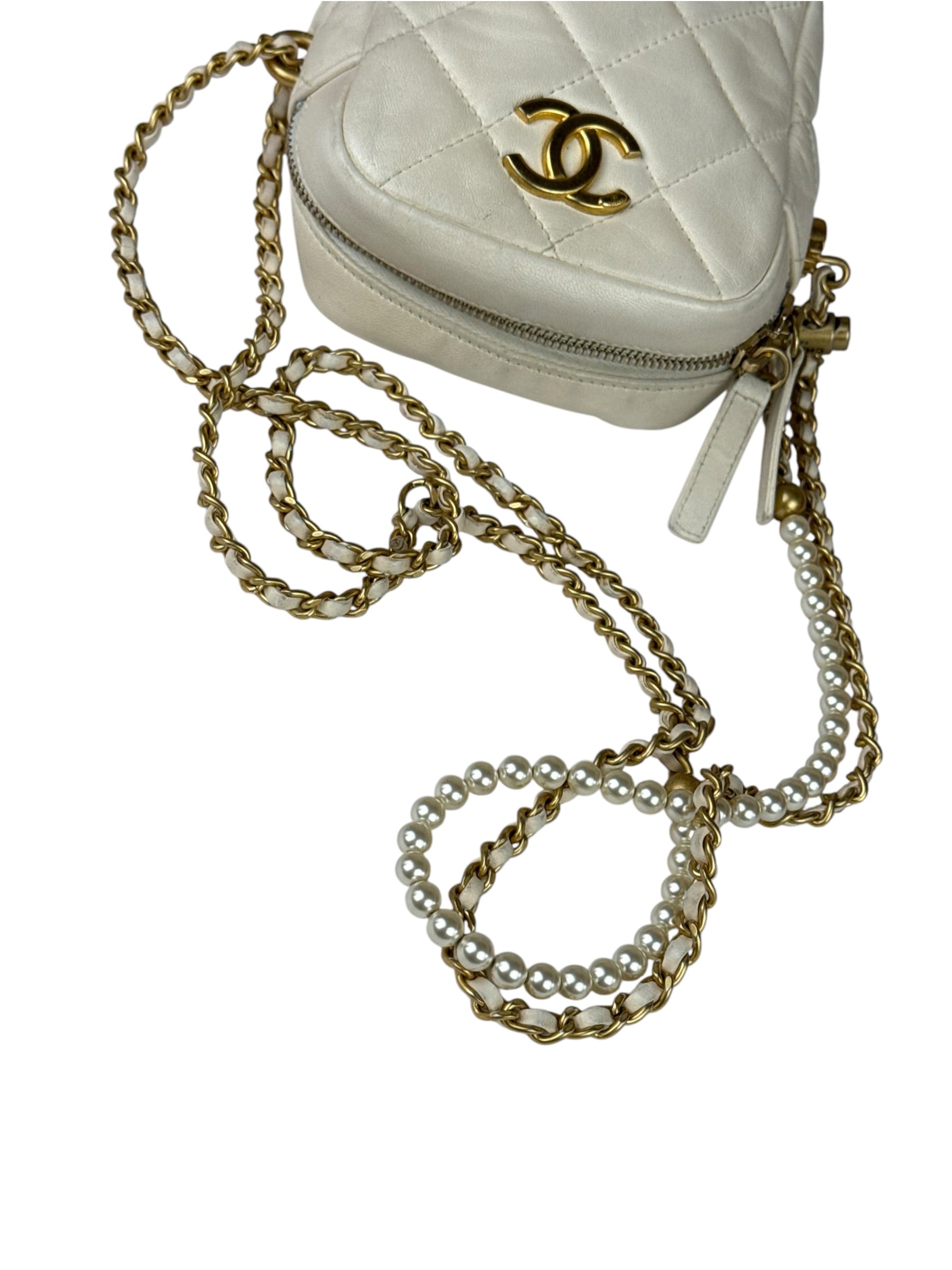 Chanel White Quilted Lambskin My Perfect Camera Bag Early 2020's