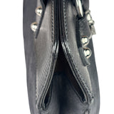 Gucci Black Leather Trim GG Horsebit Chain Shoulder Bag