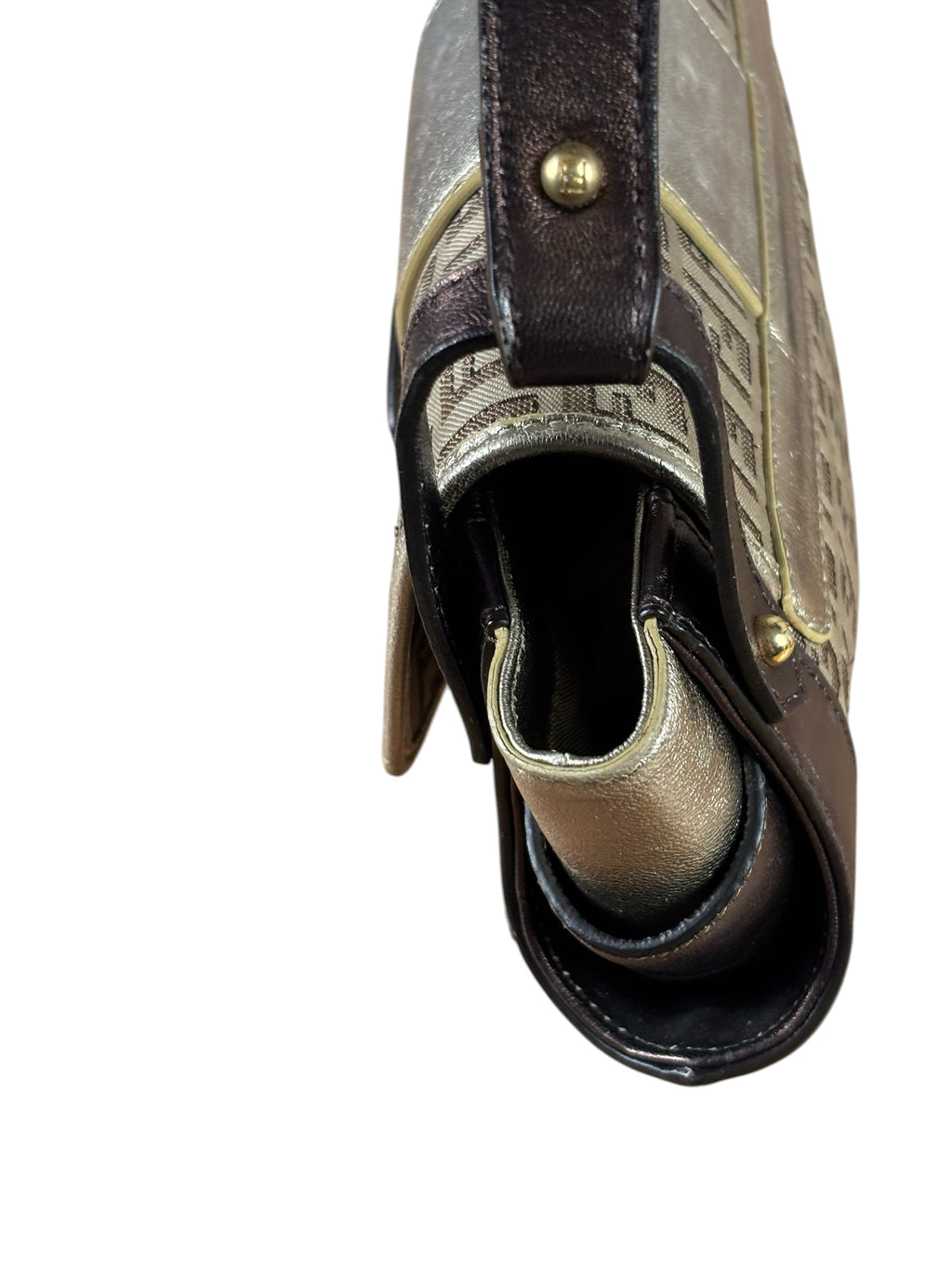 Fendi Colorblock Leather Trim Zucca Compilation Baguette