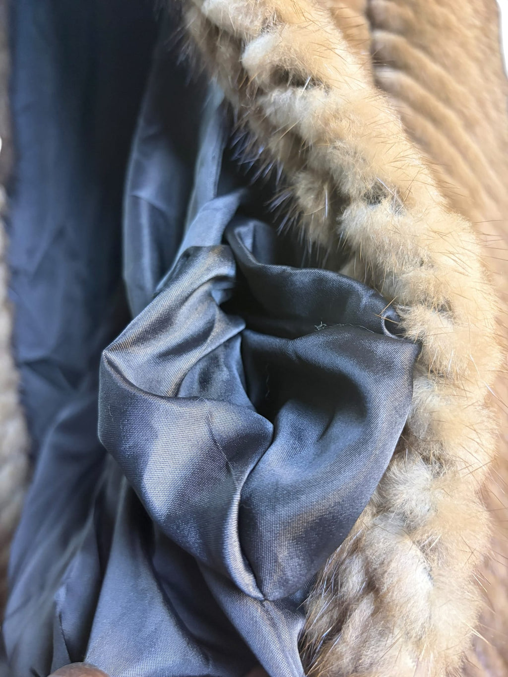 Vintage Light Brown Chevron Mink Fur Coat