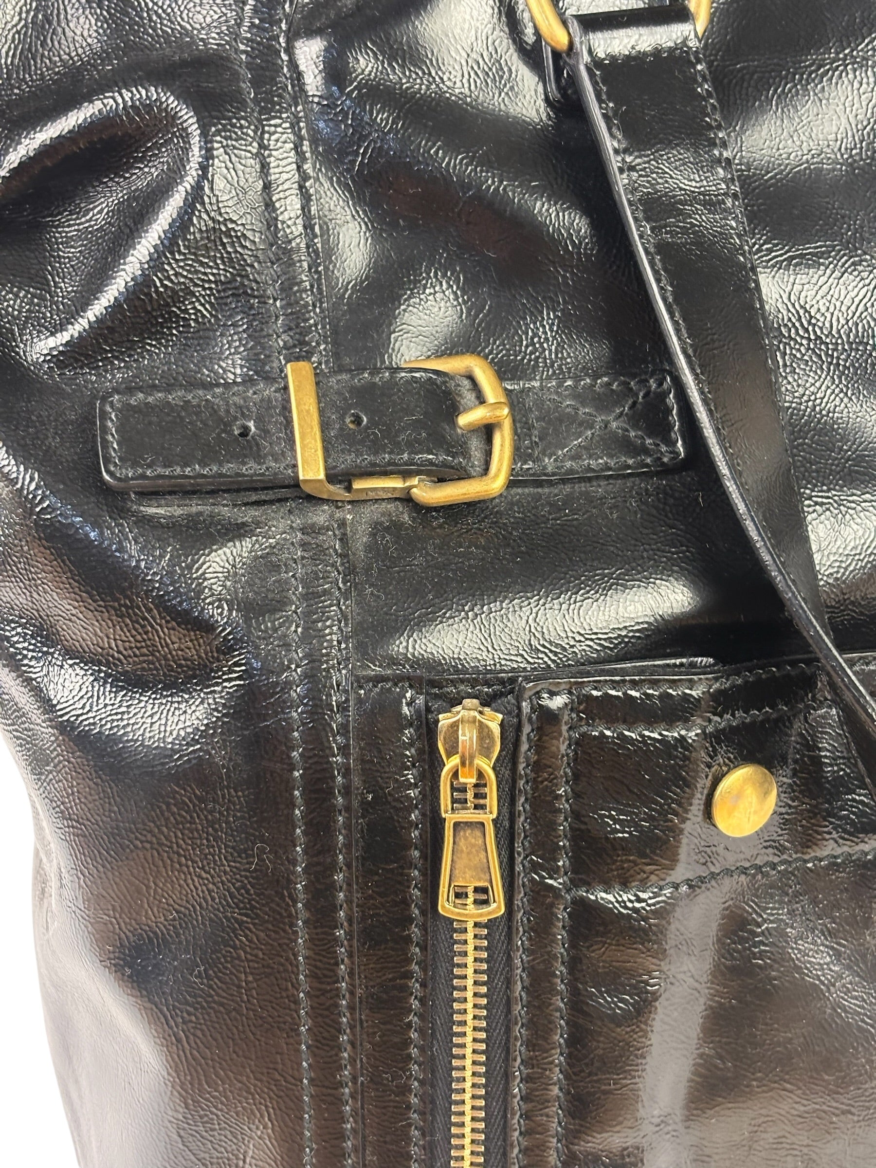 Yves Saint Laurent Black Patent Leather Downtown Tote