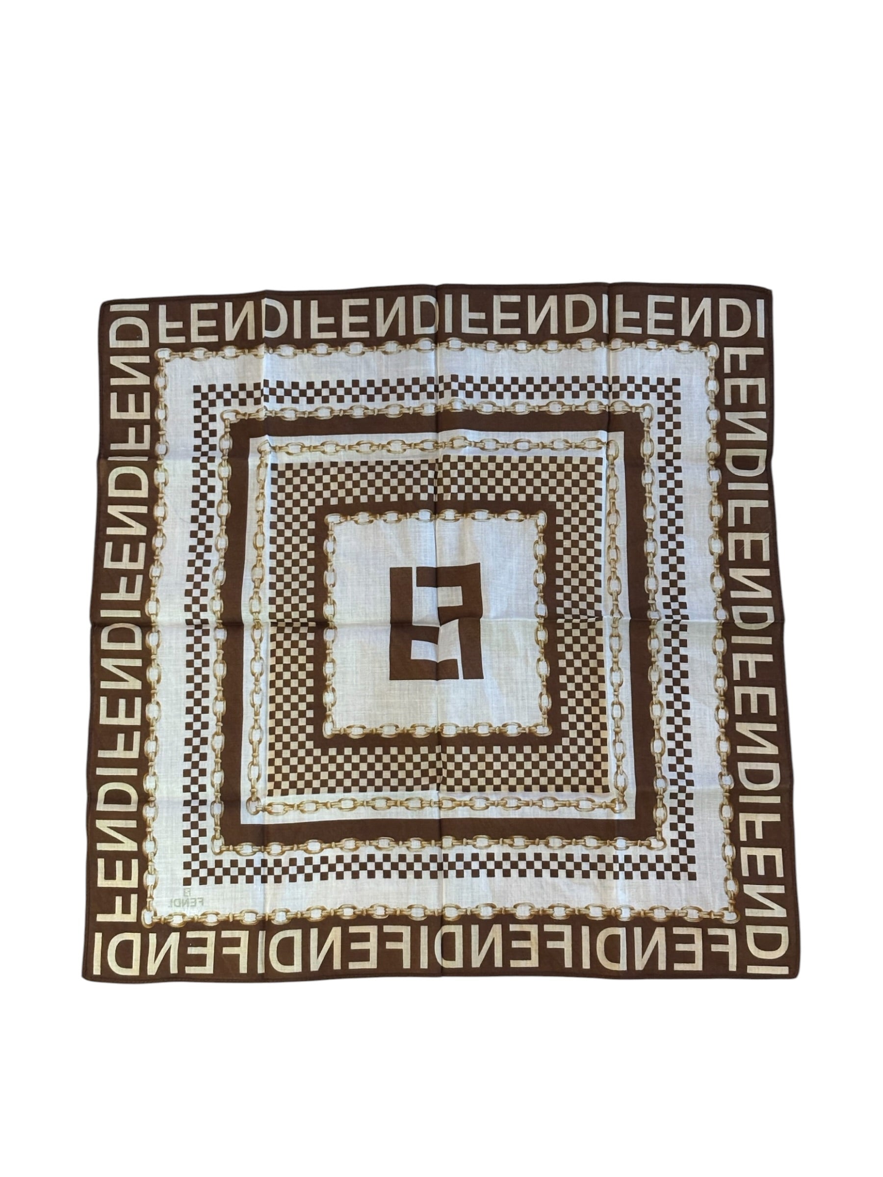 Fendi Vintage Chain Zucca Monogram Handkerchief Scarf