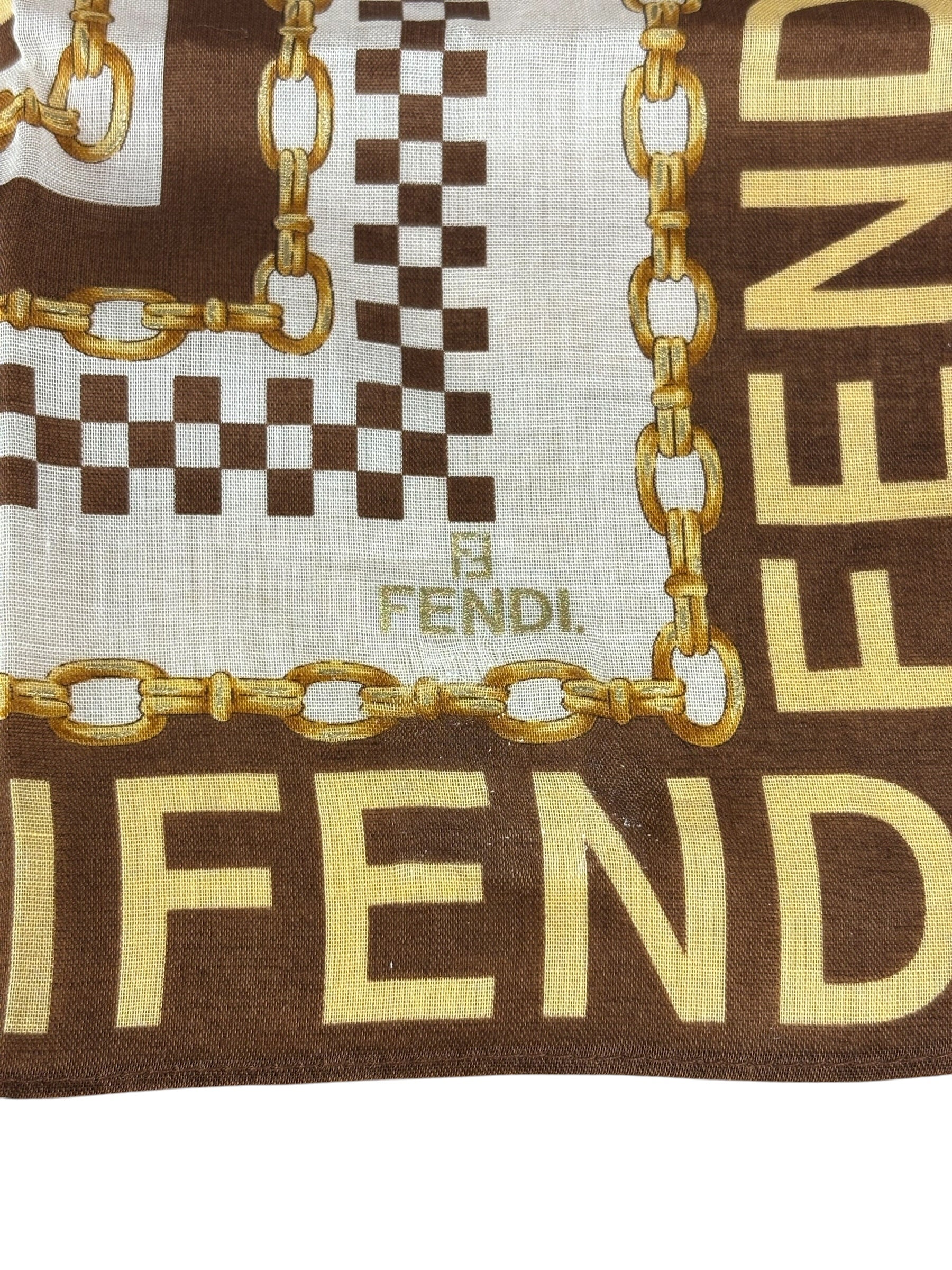 Fendi Vintage Chain Zucca Monogram Handkerchief Scarf