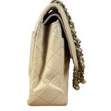 Chanel Beige Quilted CC Vintage Double Flap Bag 90s