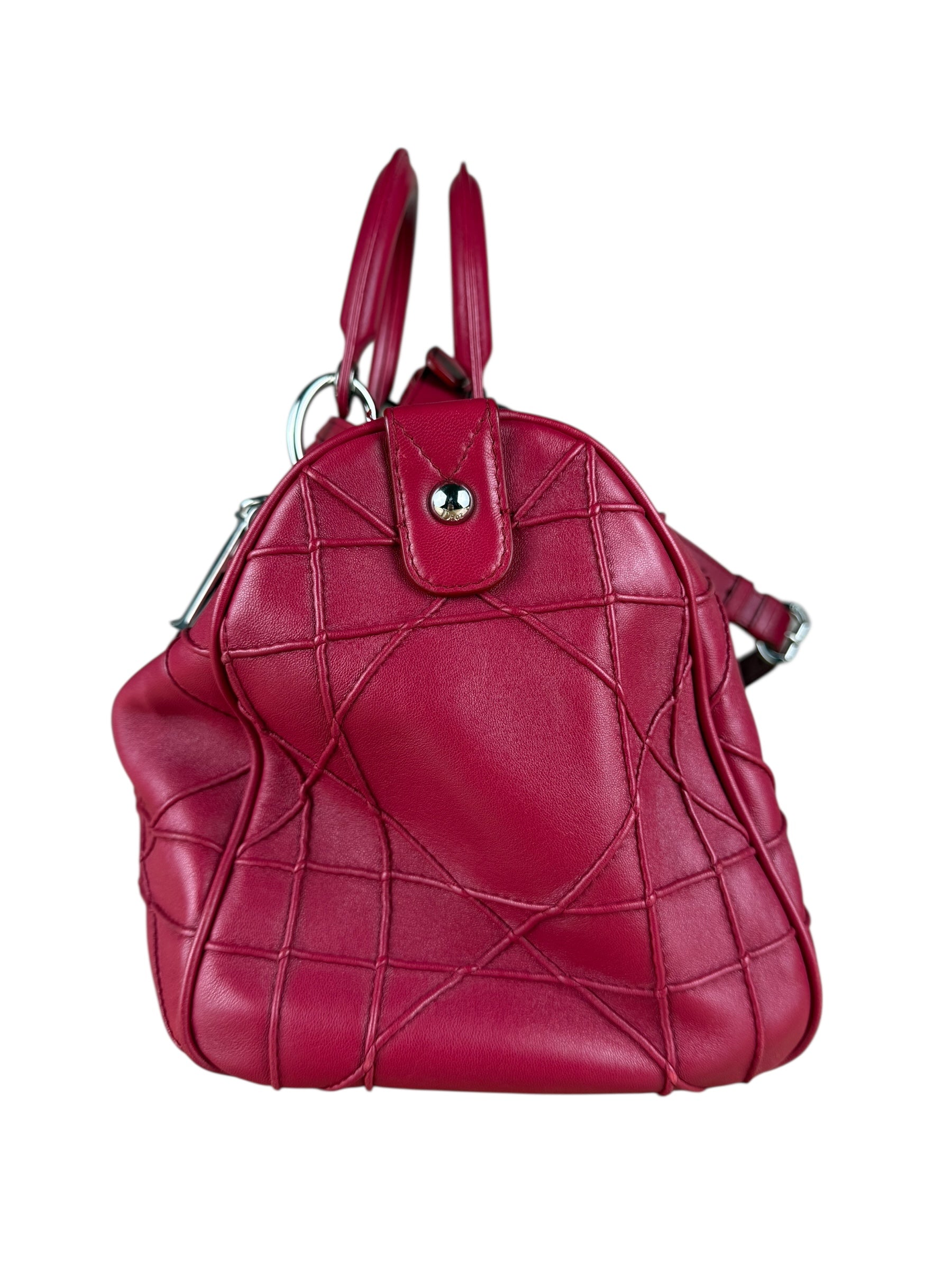 Christian Dior Red Granville Cannage 2Way Handbag