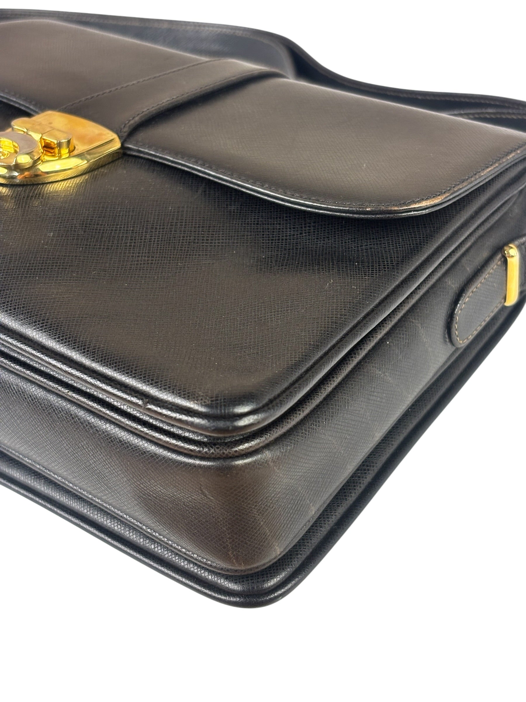 Gucci Black Leather Flap Bag