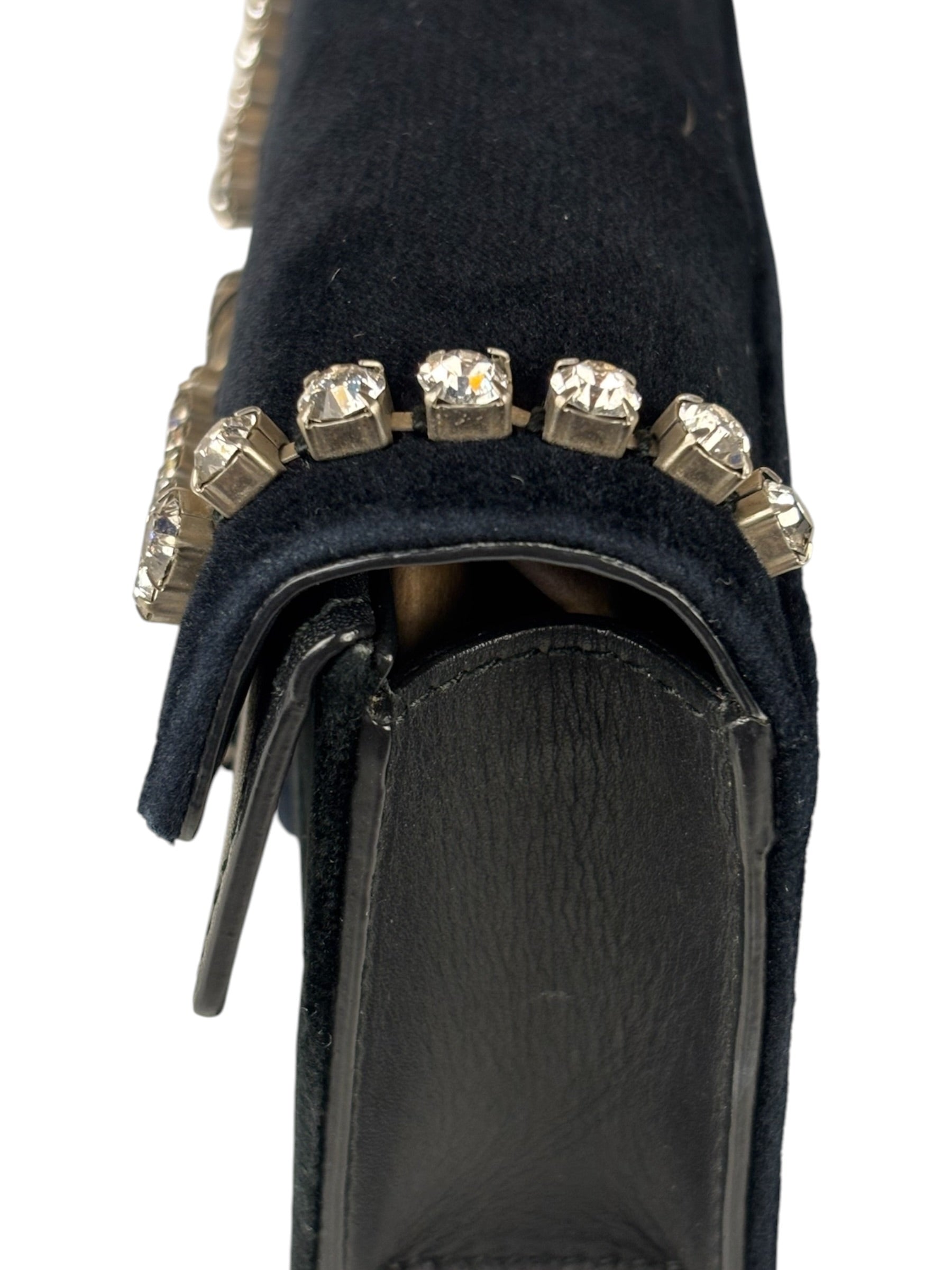 Gucci Mini Velvet Black Rhinestone Dionysus Crossbody