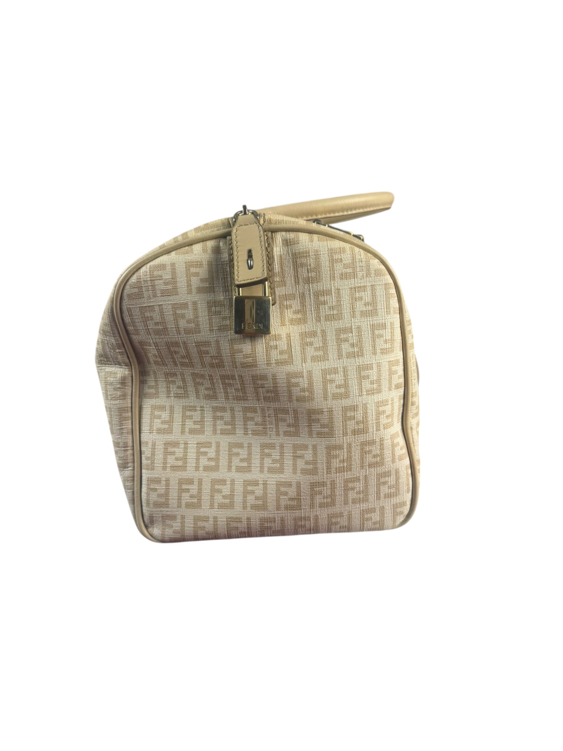 Fendi Vintage Beige Zucca Mini Boston Bag