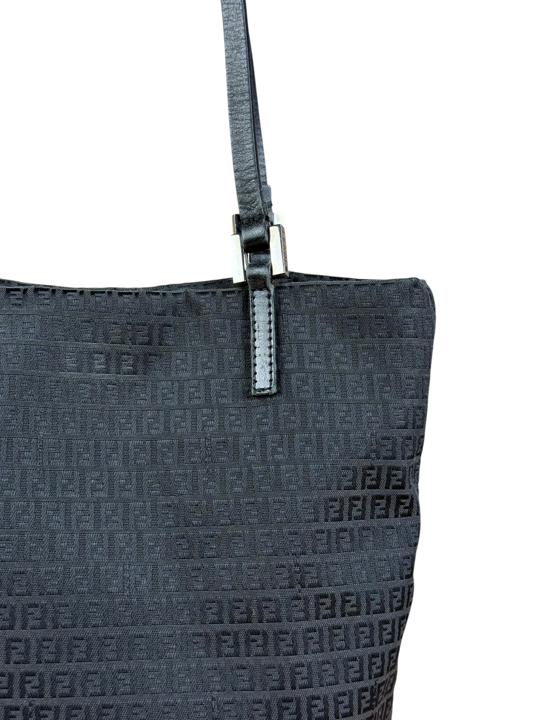 Fendi FF Black Canvas Logo Tote