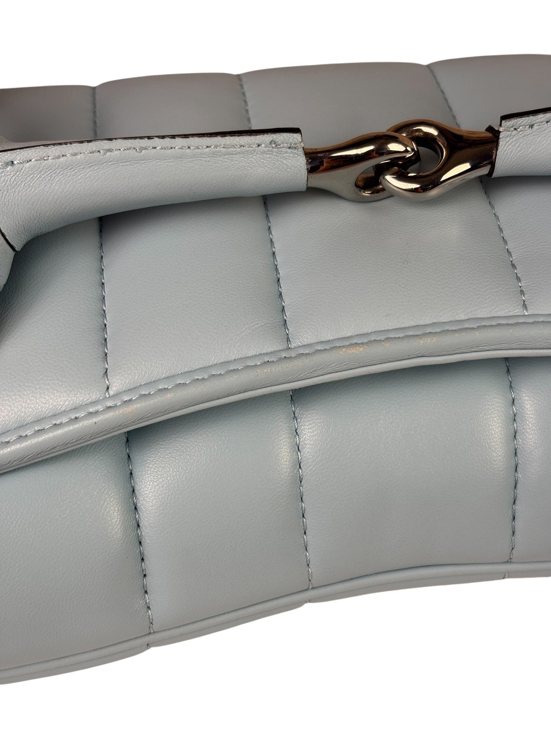Gucci Blue Leather Horsebit Chain Shoulder Bag