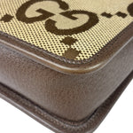 Gucci Brown Leather Trim Jumbo GG Mini Crossbody