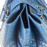 Bottega Venete Blue Lambskin Intrecciato Roma Tote