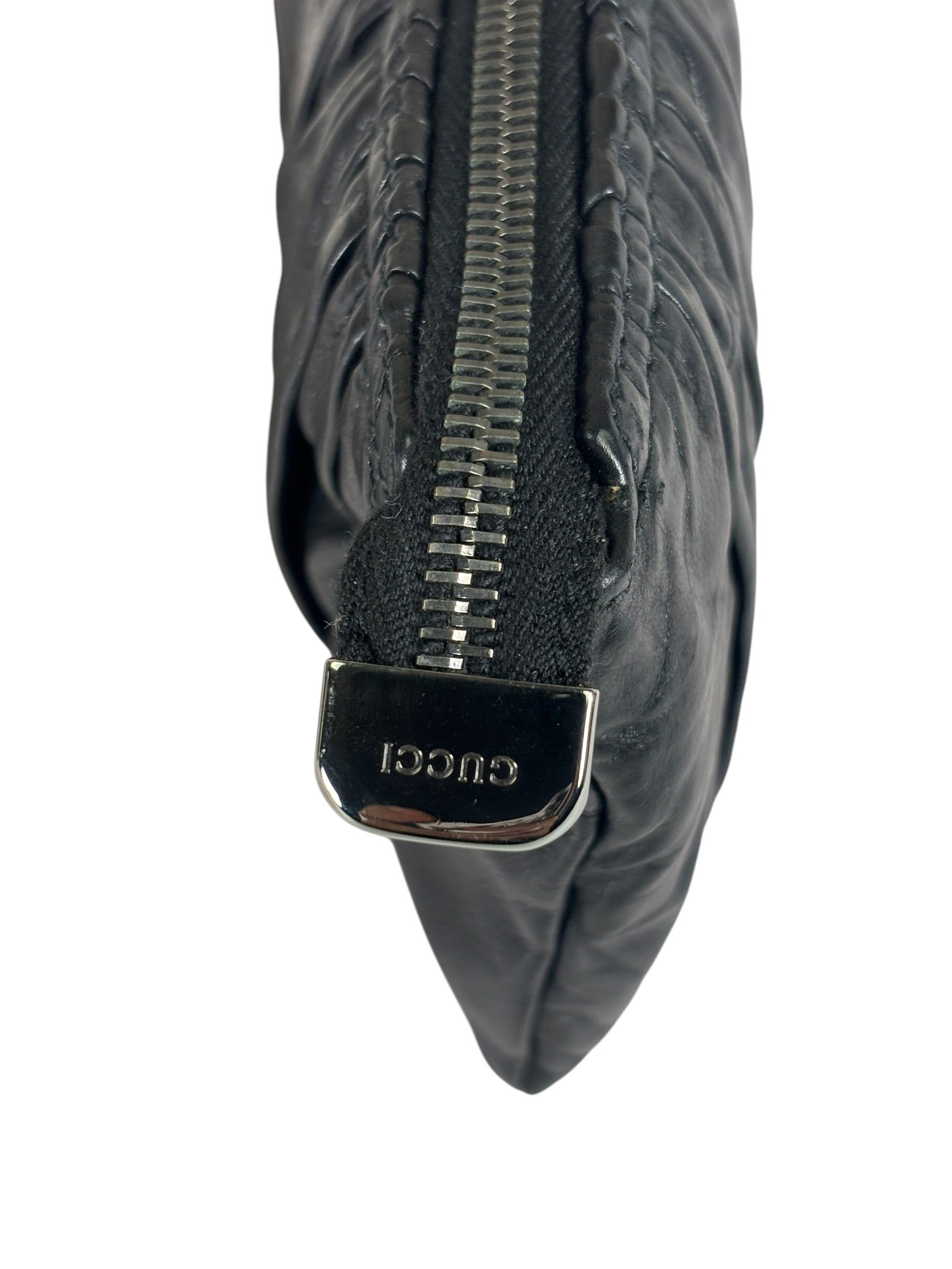 Gucci Black Leather Galaxy Wristlet Clutch