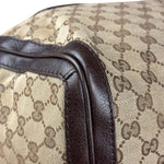 Gucci GG Leather Trim Canvas Techno Boston Handbag