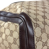 Gucci GG Leather Trim Canvas Techno Boston Handbag