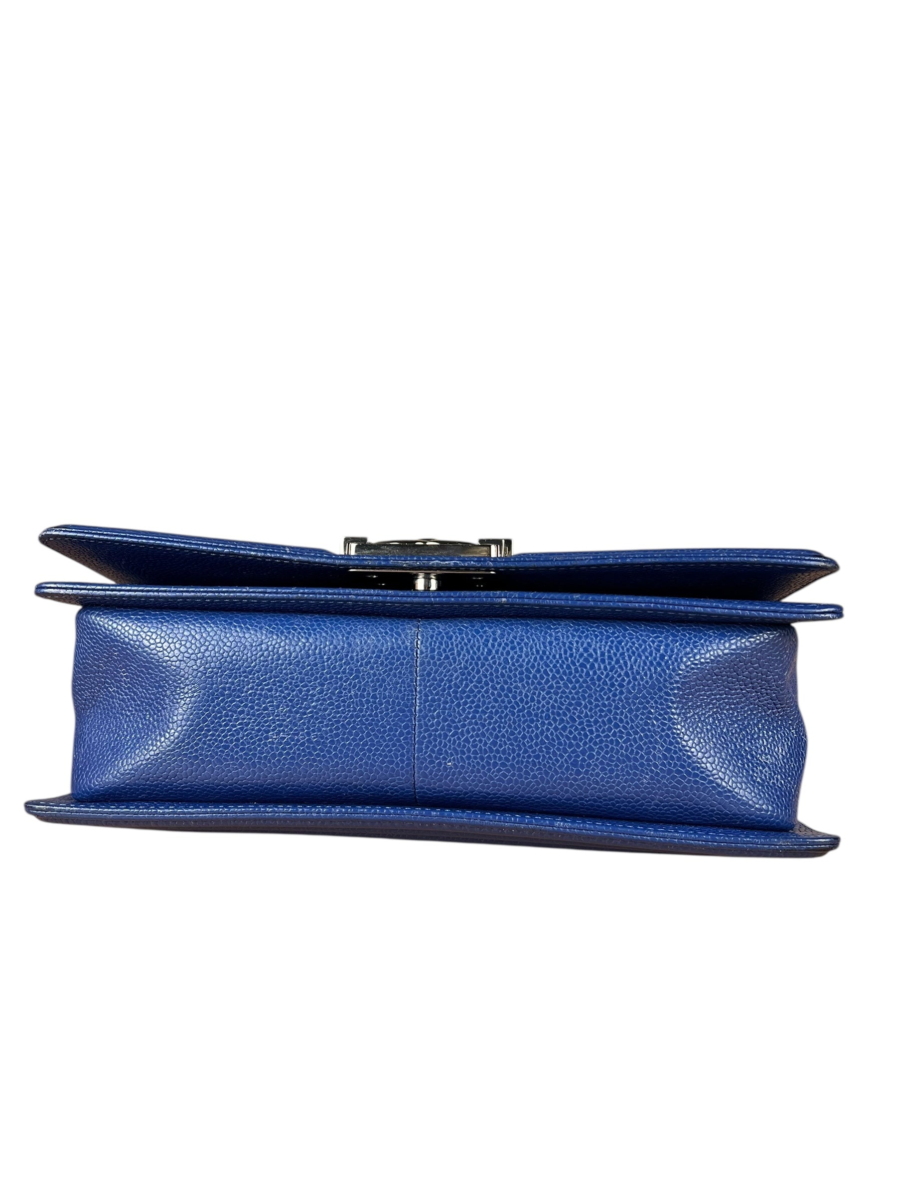 Chanel Blue Chevron Caviar Medium Boy Bag 2019