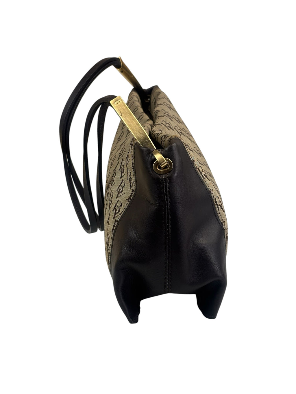 Bottega Veneta Brown/Beige Leather Trim Monogram Shoulder Bag