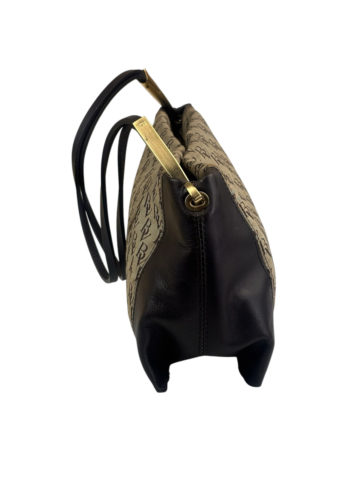Bottega Veneta Brown/Beige Leather Trim Monogram Shoulder Bag