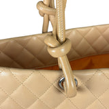 Chanel Beige Quilted Lambskin Linge Cambon Tote2005