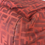 Fendi Red Leather Trim Zucca Chef Tote