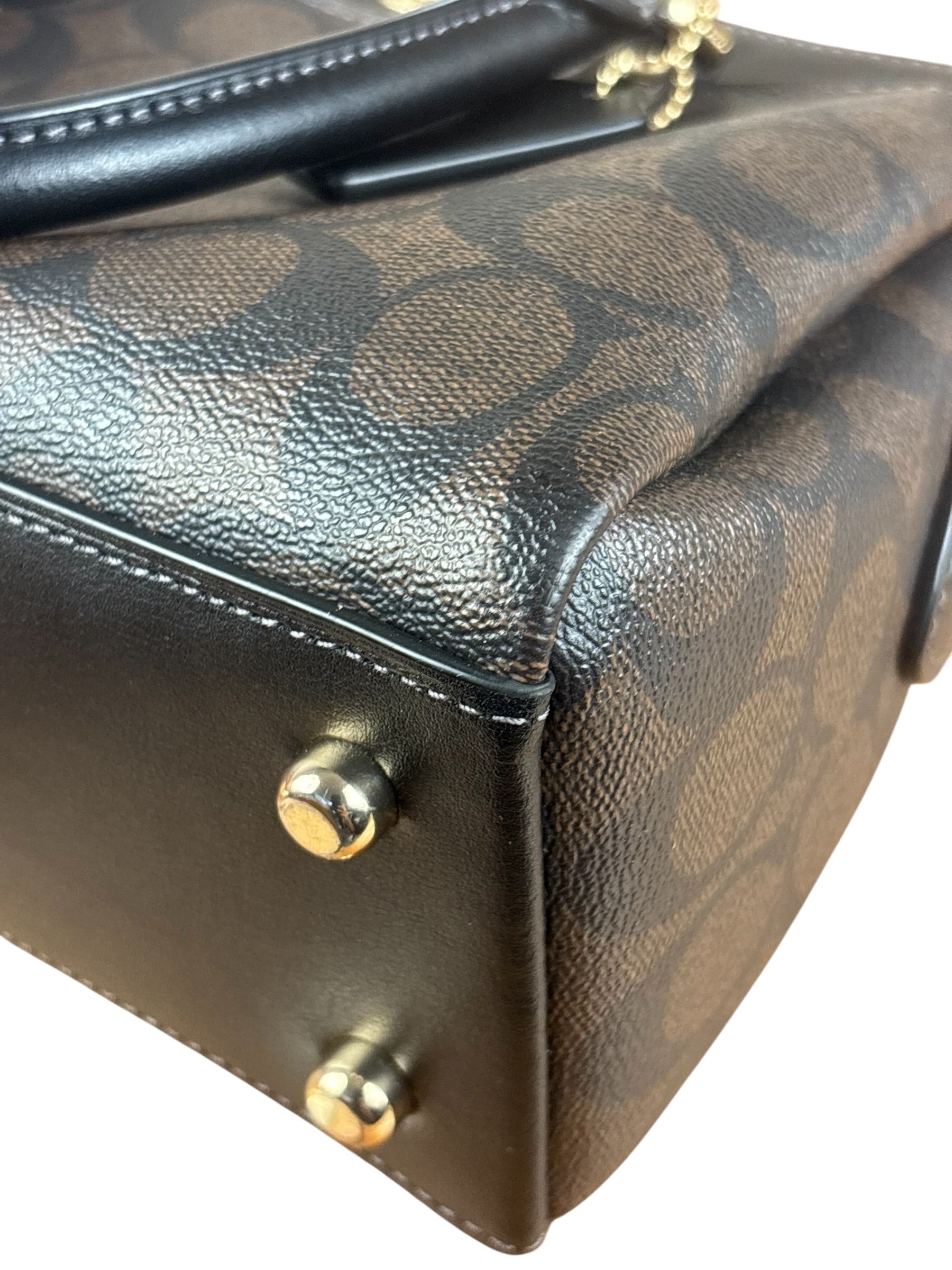 Coach Brown/Black Canvas Mini Darcie Carryall Two-Way Bag