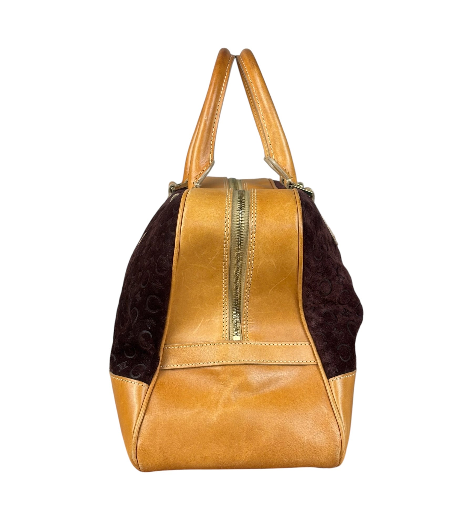 Celine Vintage Suede Macadam Leather Bowler Bag