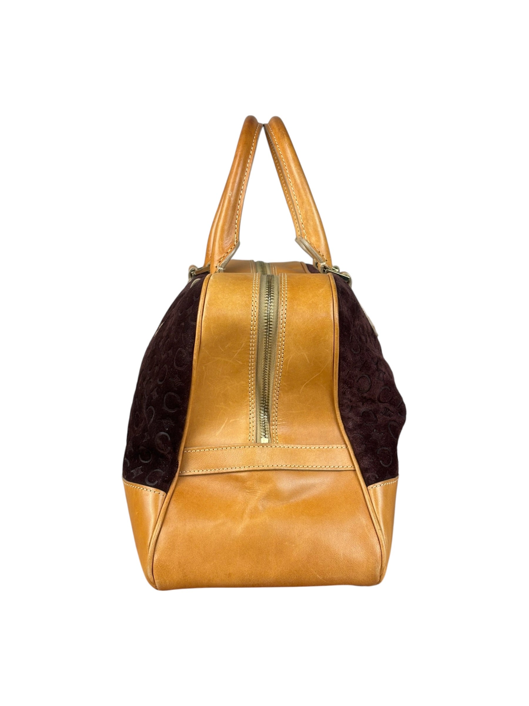 Celine Vintage Suede Macadam Leather Bowler Bag