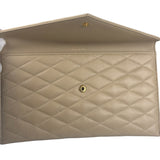 Saint Laurent Beige Quilted Sade Clutch