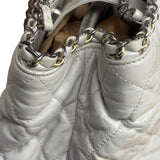 Chanel Vintage White Quilted Leather Chain Me Tote 2010