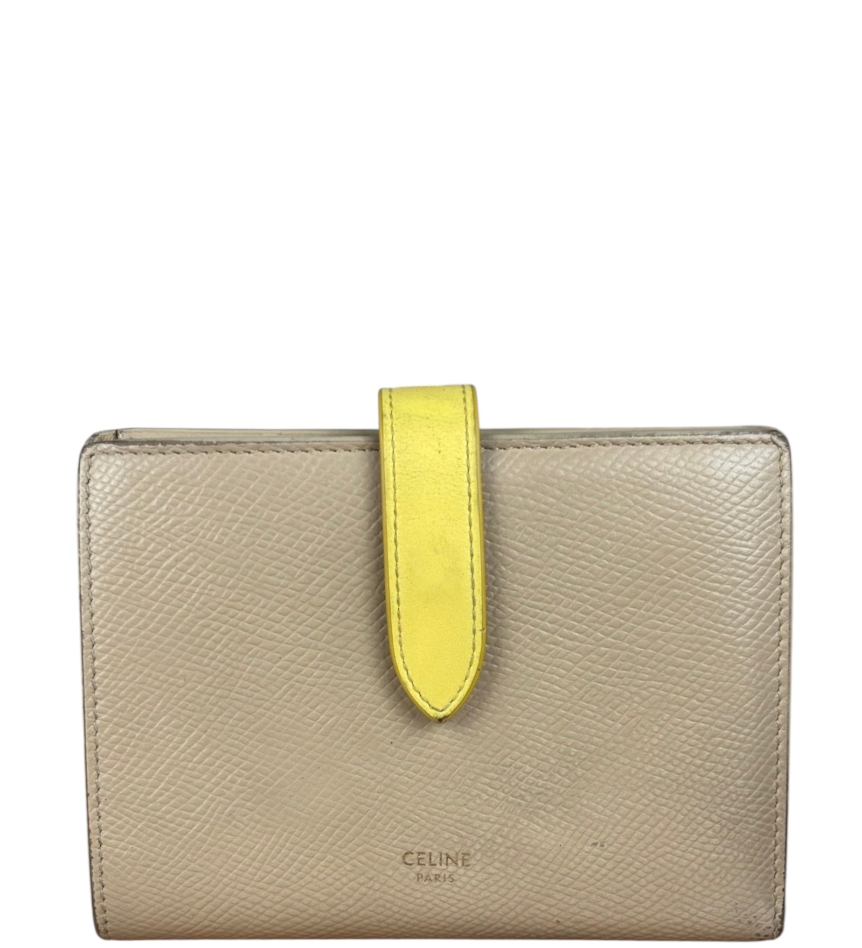 Celine Vintage Beige/Yellow Medium Strap Wallet