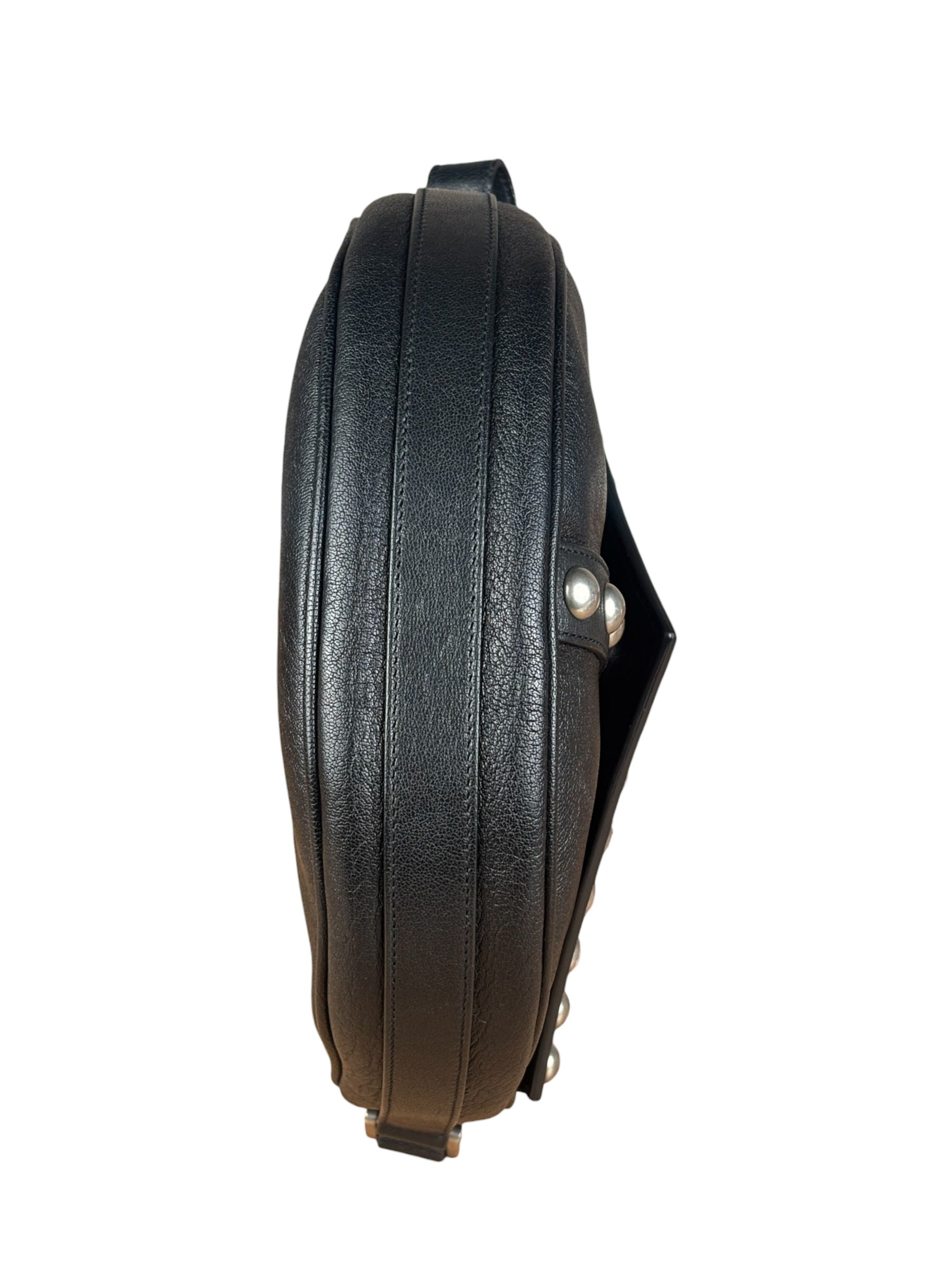 Saint Laurent Black Leather Y Studded Flap Crossbody