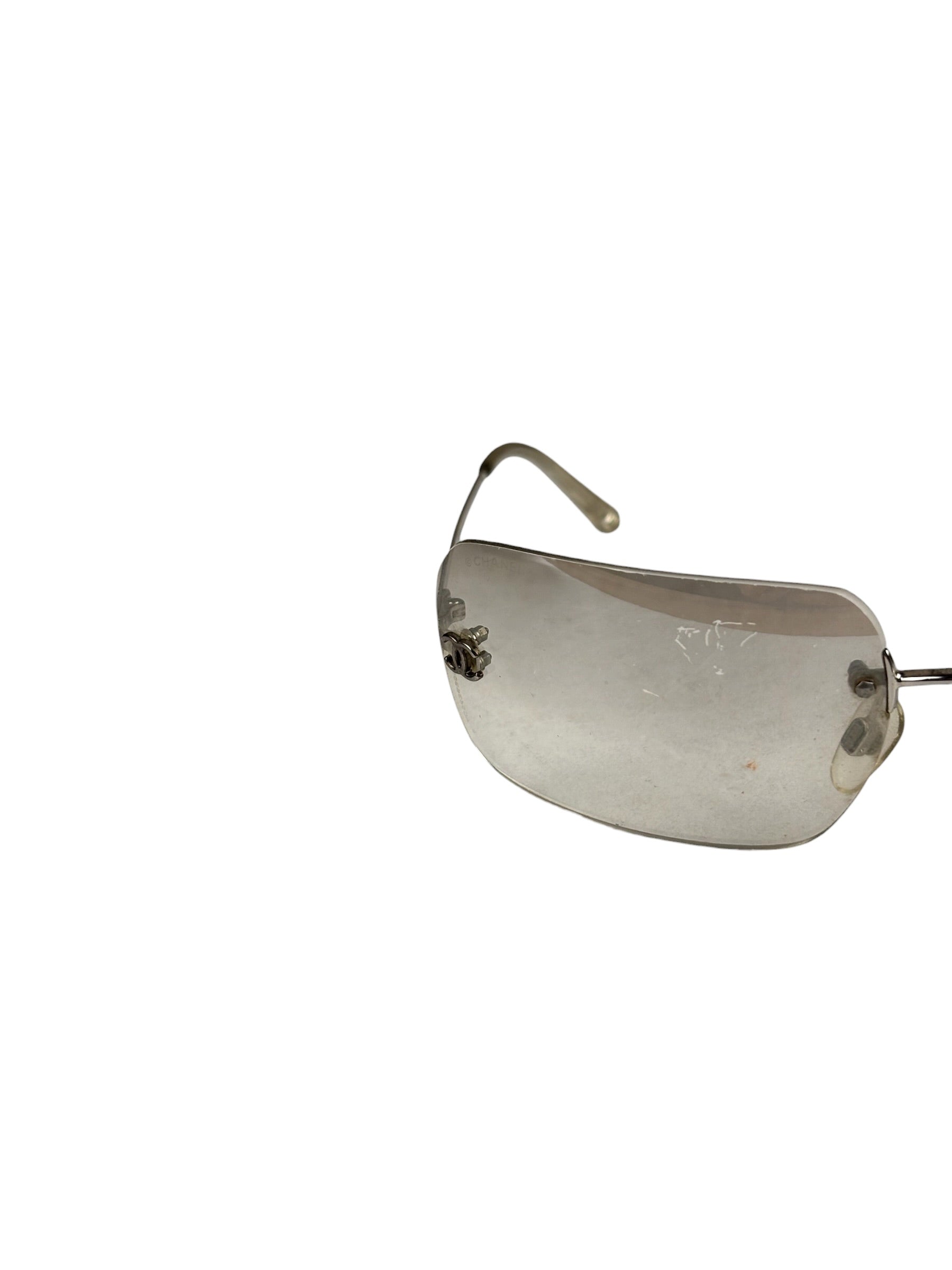 Chanel Y2k Silver Rimless 4017-D Sunglasses