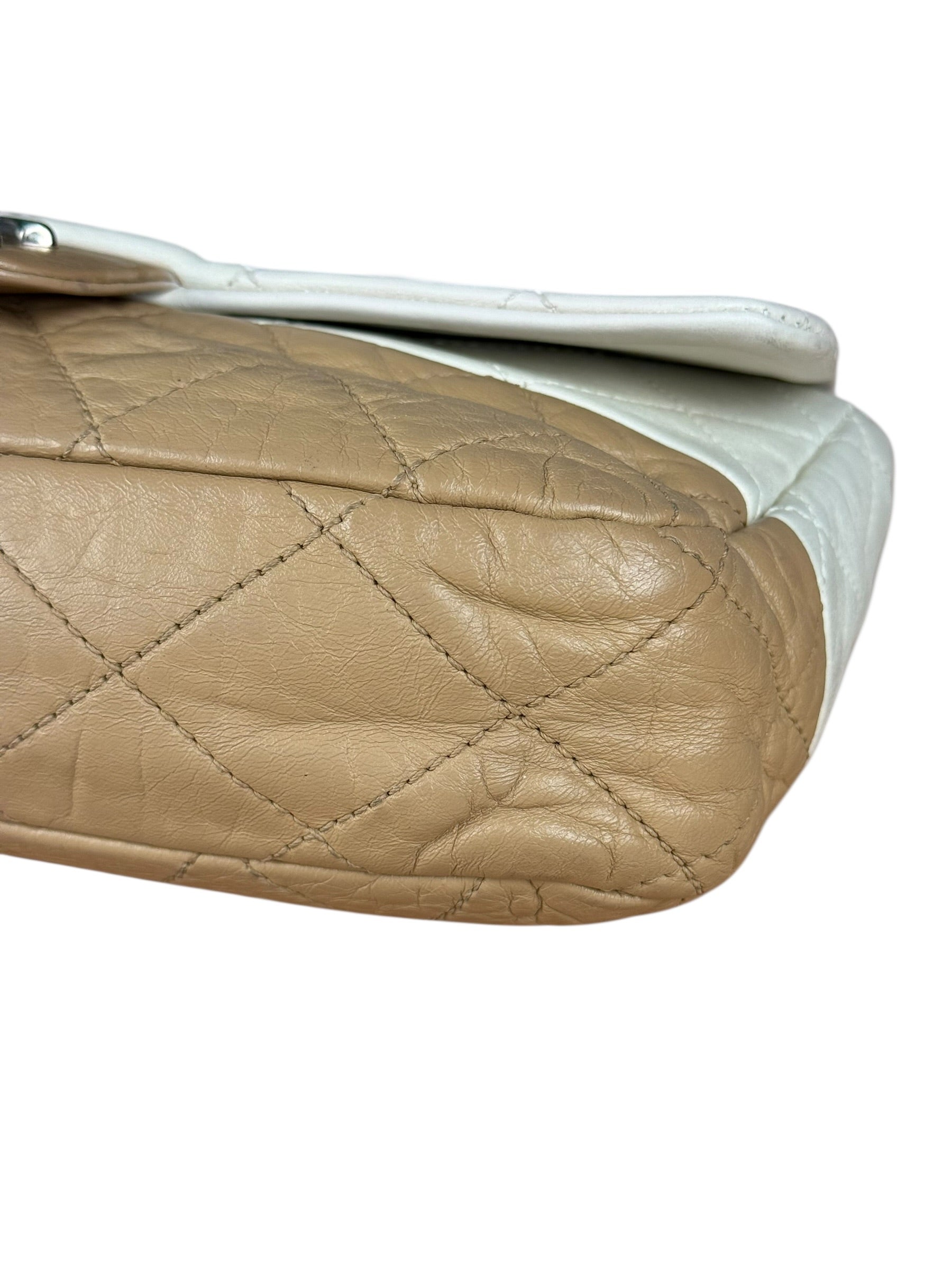 Chanel Bicolor Medium Leather Flap Bag Beige '08