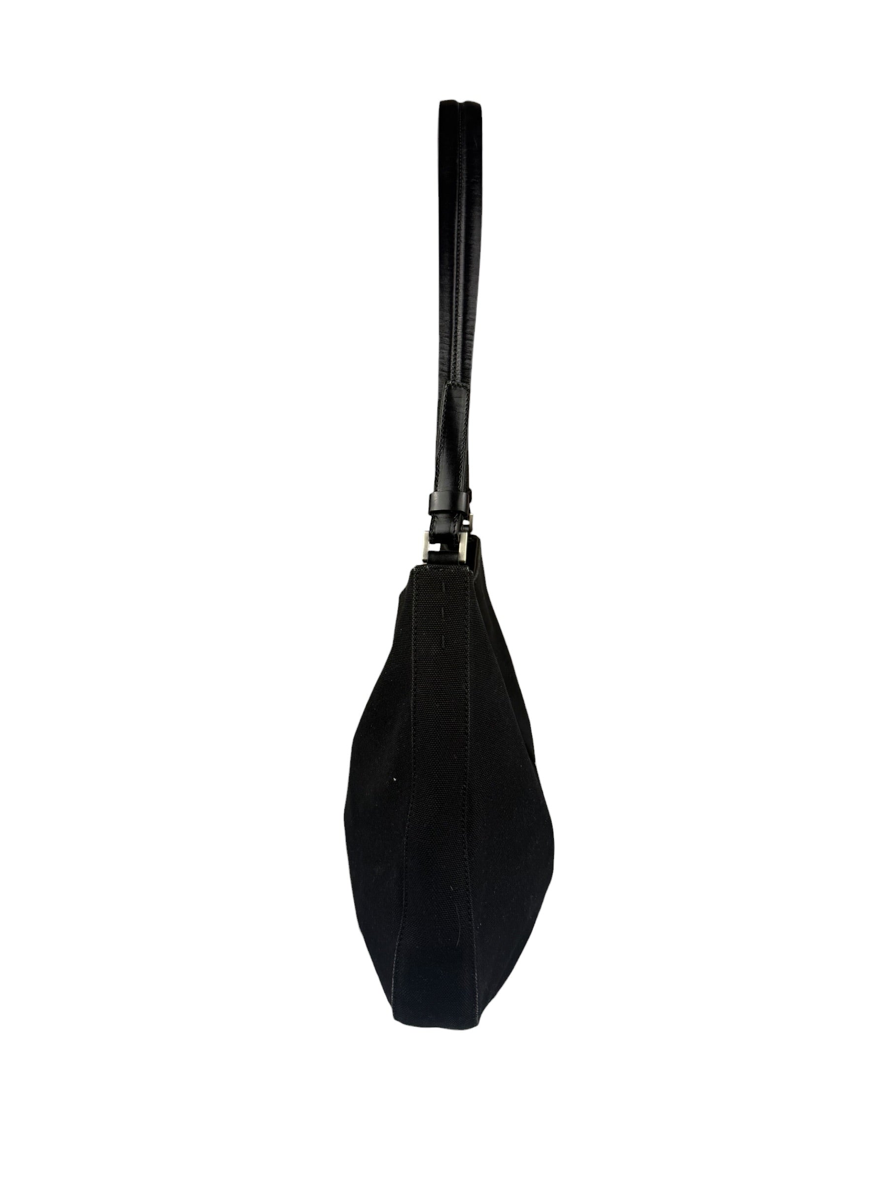 Prada Vintage Black Canvas Shoulder Bag