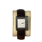 Gucci 7100M Silver Stick Square Dial Brown Strap