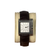 Gucci 7100M Silver Stick Square Dial Brown Strap