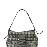 Fendi Brown/Metallic Gold Leather Trim Zucca Baguette