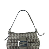 Fendi Brown/Metallic Gold Leather Trim Zucca Baguette