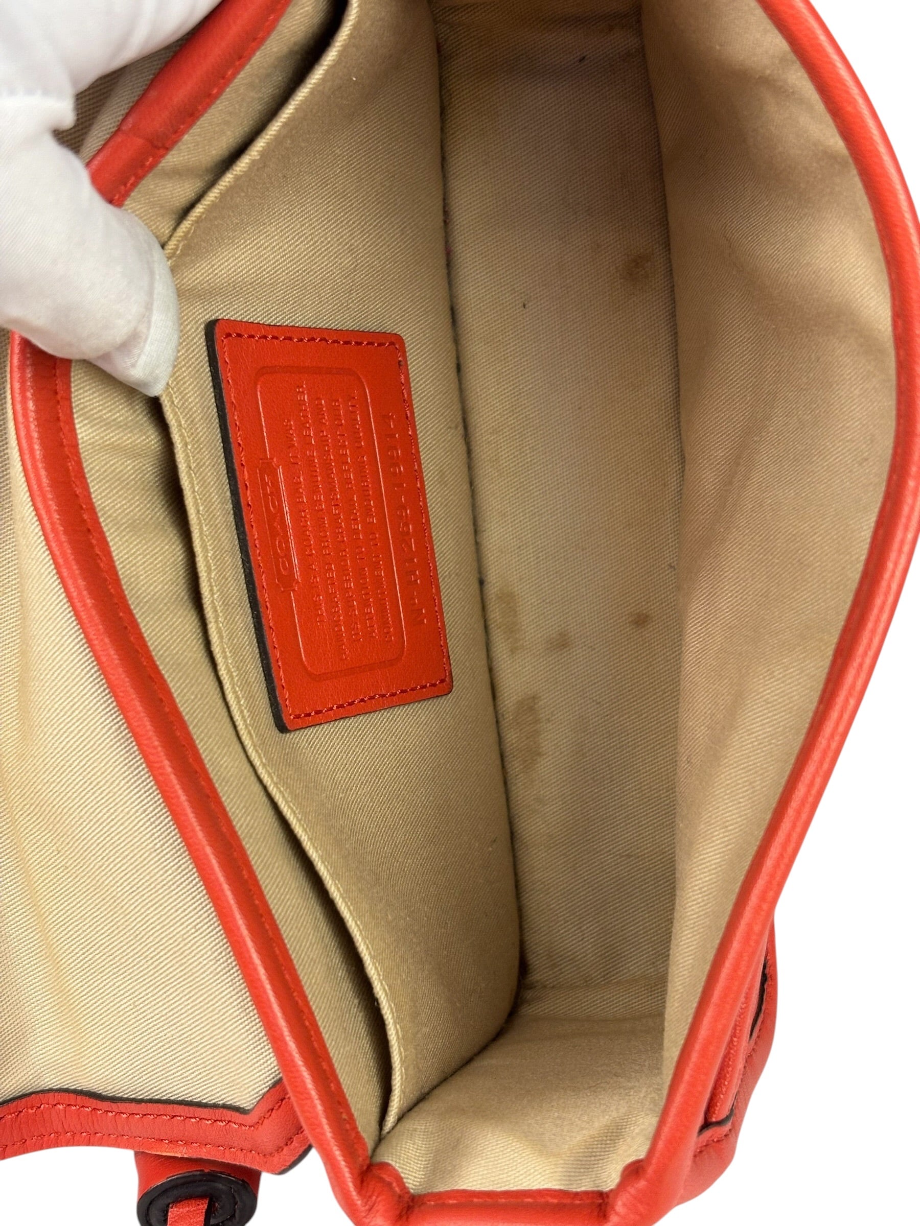 Coach Coral Red Leather Legacy Penny Shoulder Bag